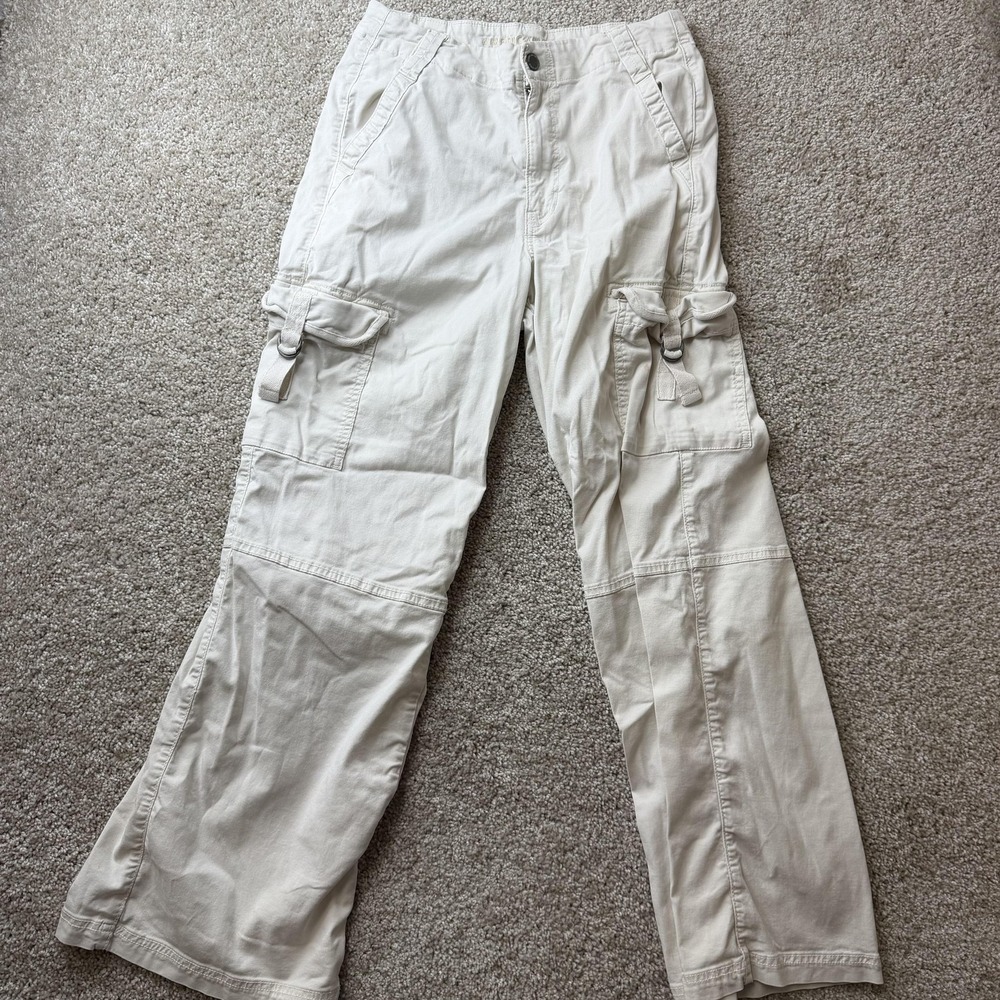 American Eagle Outfitters Cargo Pants Womens 2 Short Beige High Rise Stretch